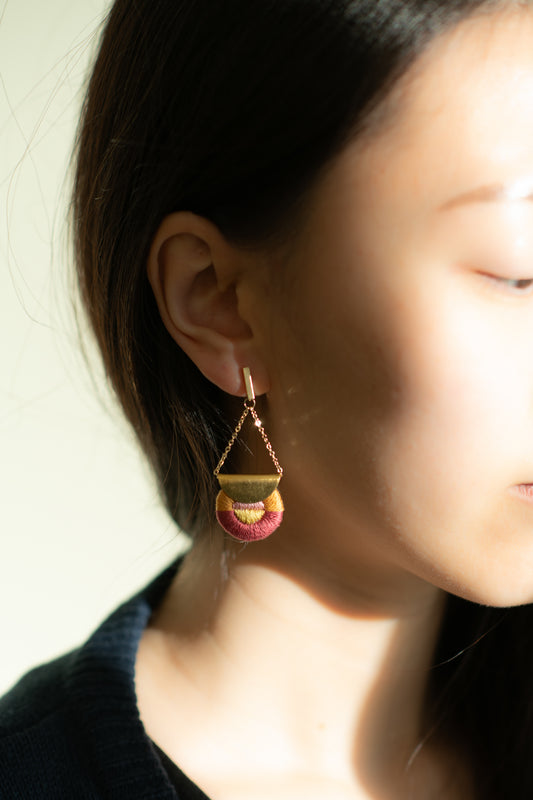 Hand Embroidered Drop Earrings - Royal Halo