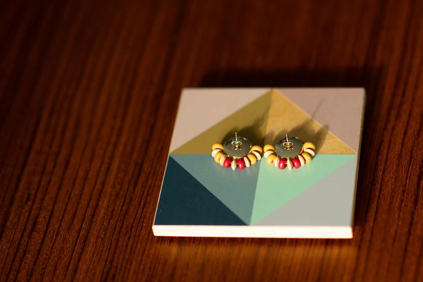 Hand Embroidered Stud Earrings - Summer
