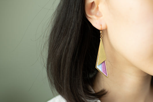 Hand Embroidered Drop Earrings - Horizon