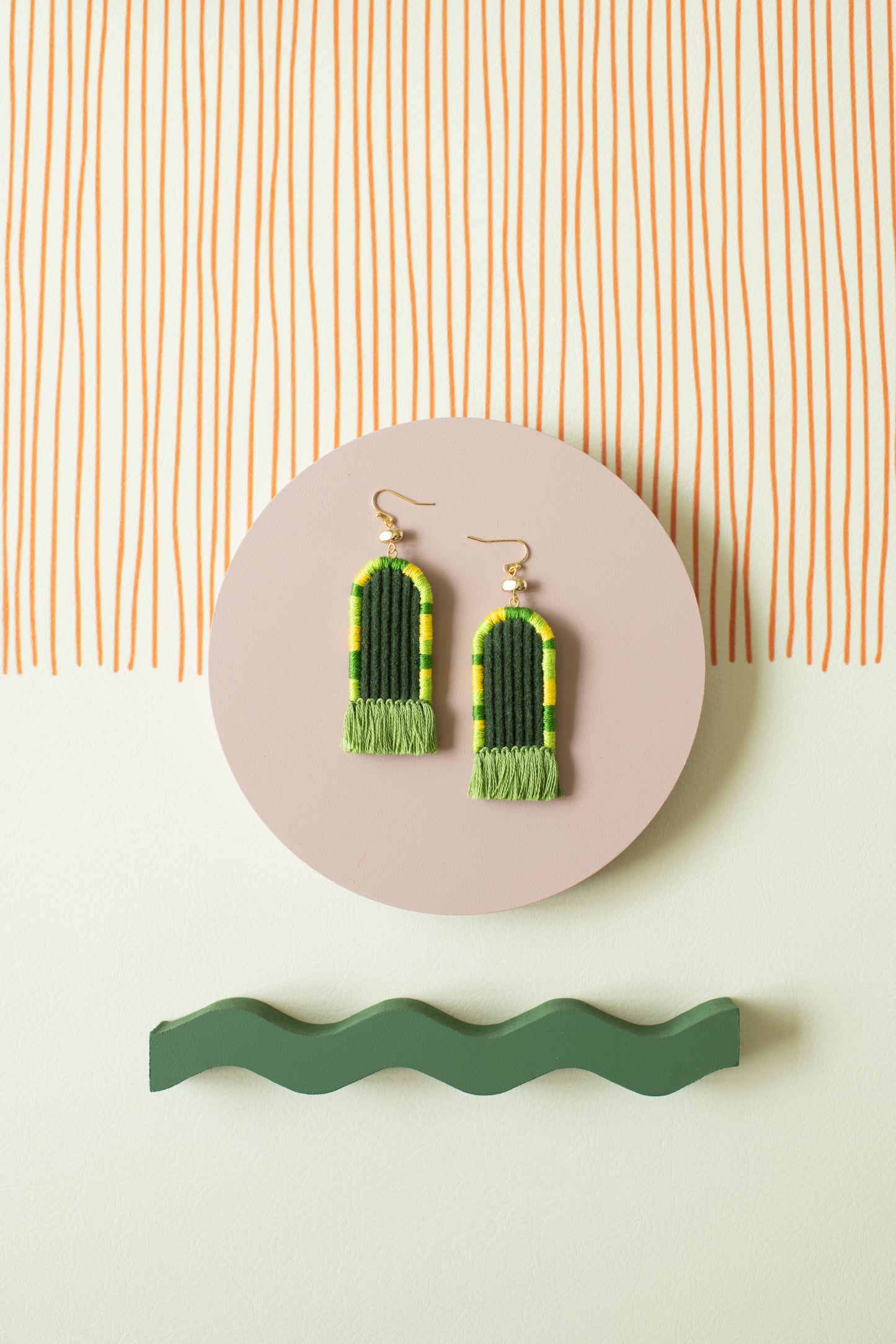 Hand Embroidered Drop Earrings - Boho