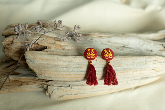 Hand Embroidered Drop Earrings - XiXi