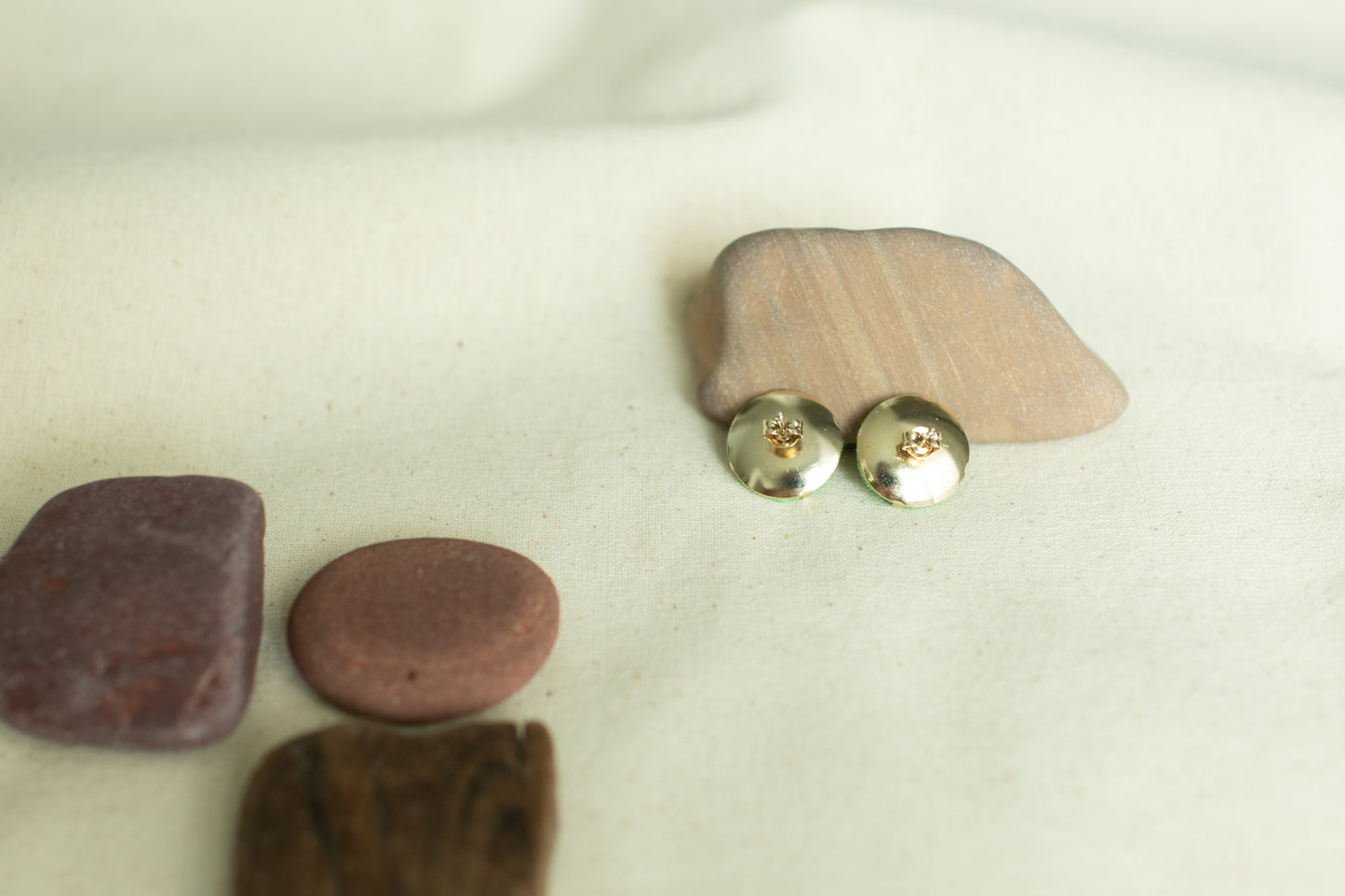 Hand Embroidered Stud Earrings - Mountain