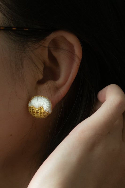 Hand Embroidered Stud Earrings - Ice Cream