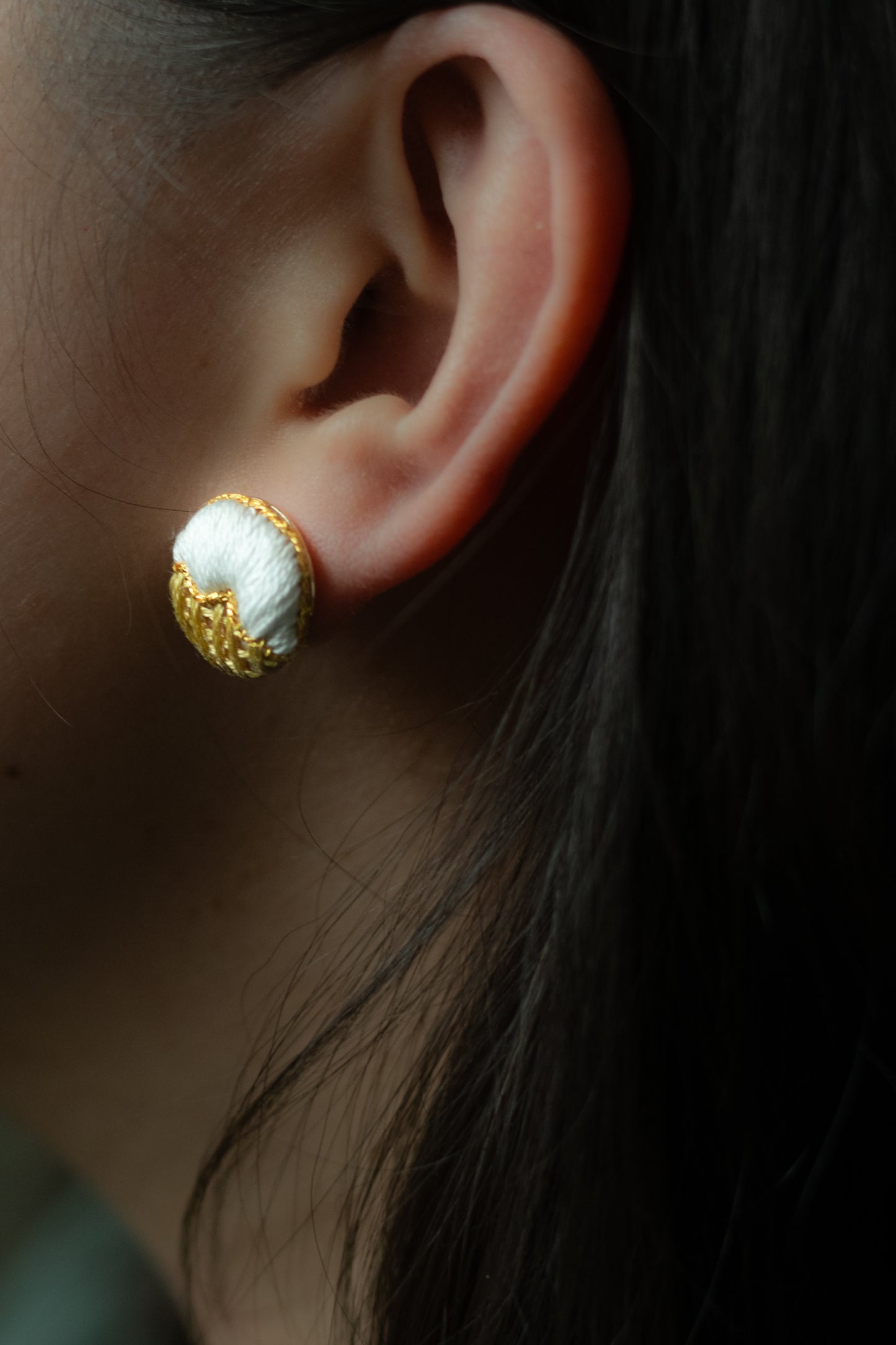 Hand Embroidered Stud Earrings - Ice Cream