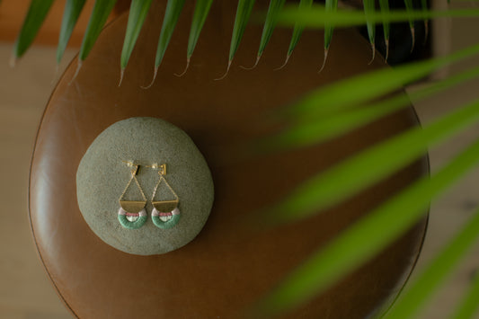 Hand Embroidered Drop Earrings - Morandi Halo
