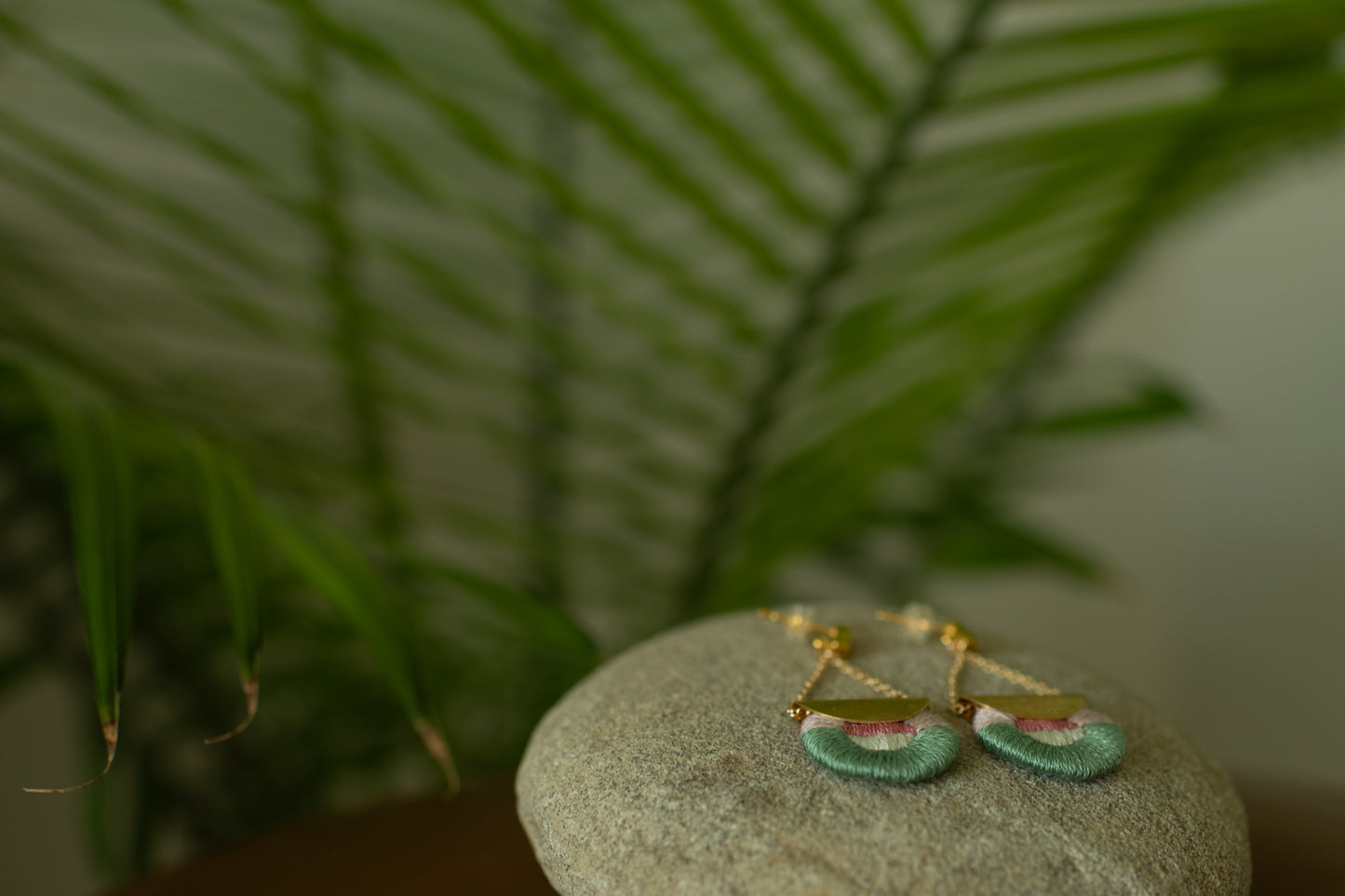 Hand Embroidered Drop Earrings - Morandi Halo