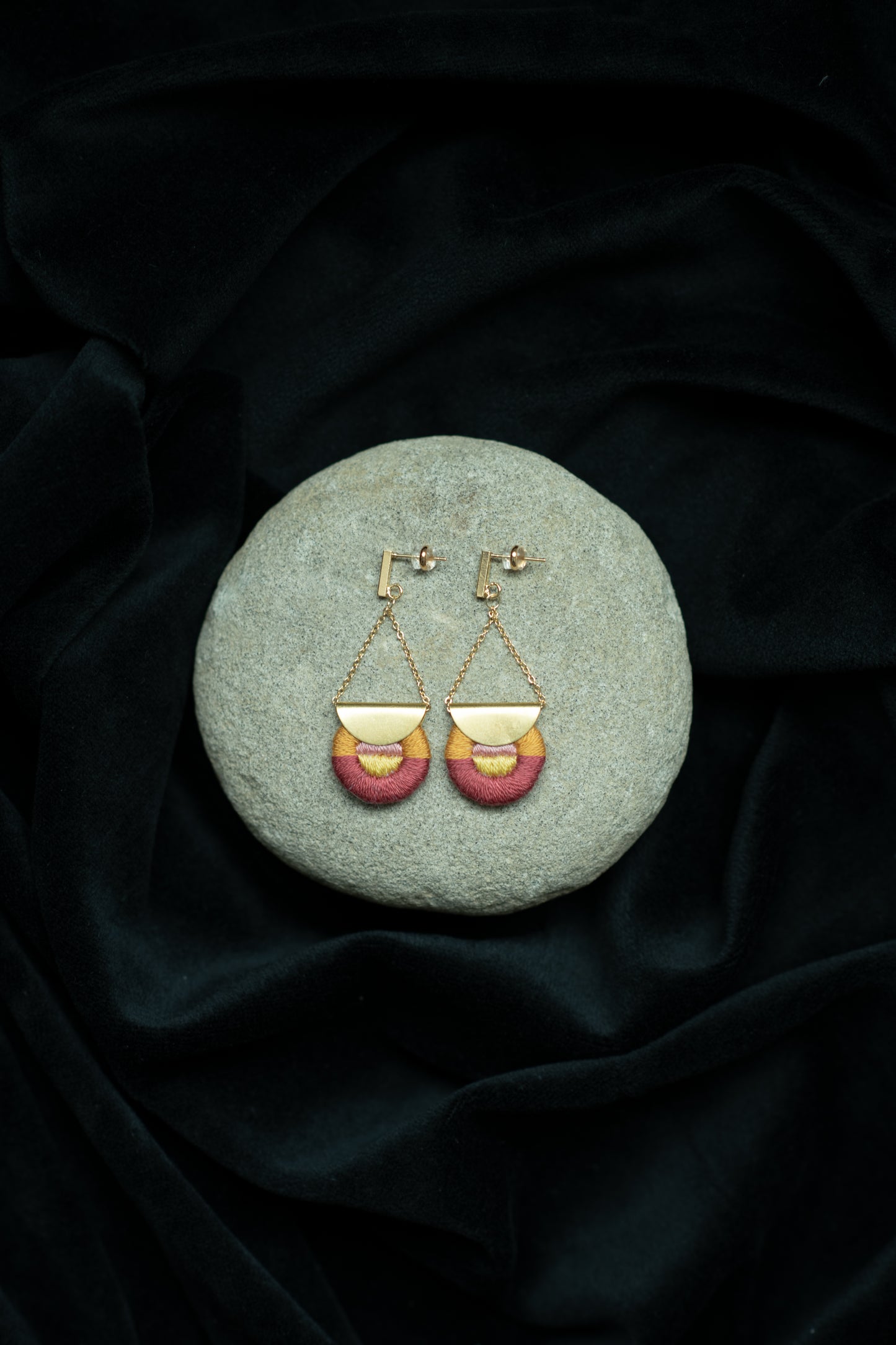 Hand Embroidered Drop Earrings - Royal Halo