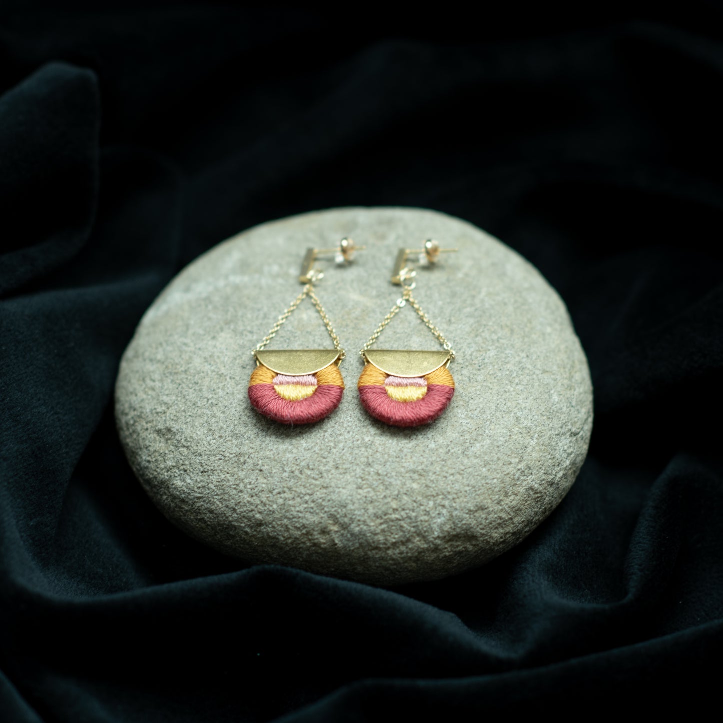 Hand Embroidered Drop Earrings - Royal Halo