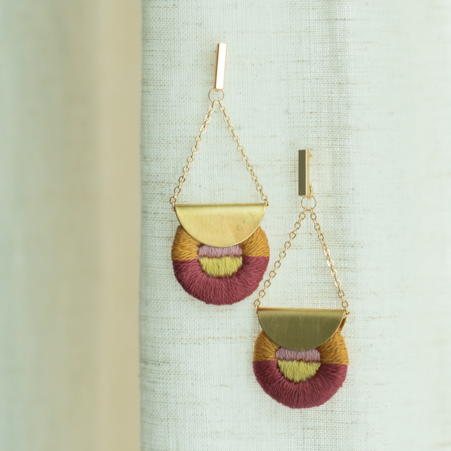 Hand Embroidered Drop Earrings - Royal Halo