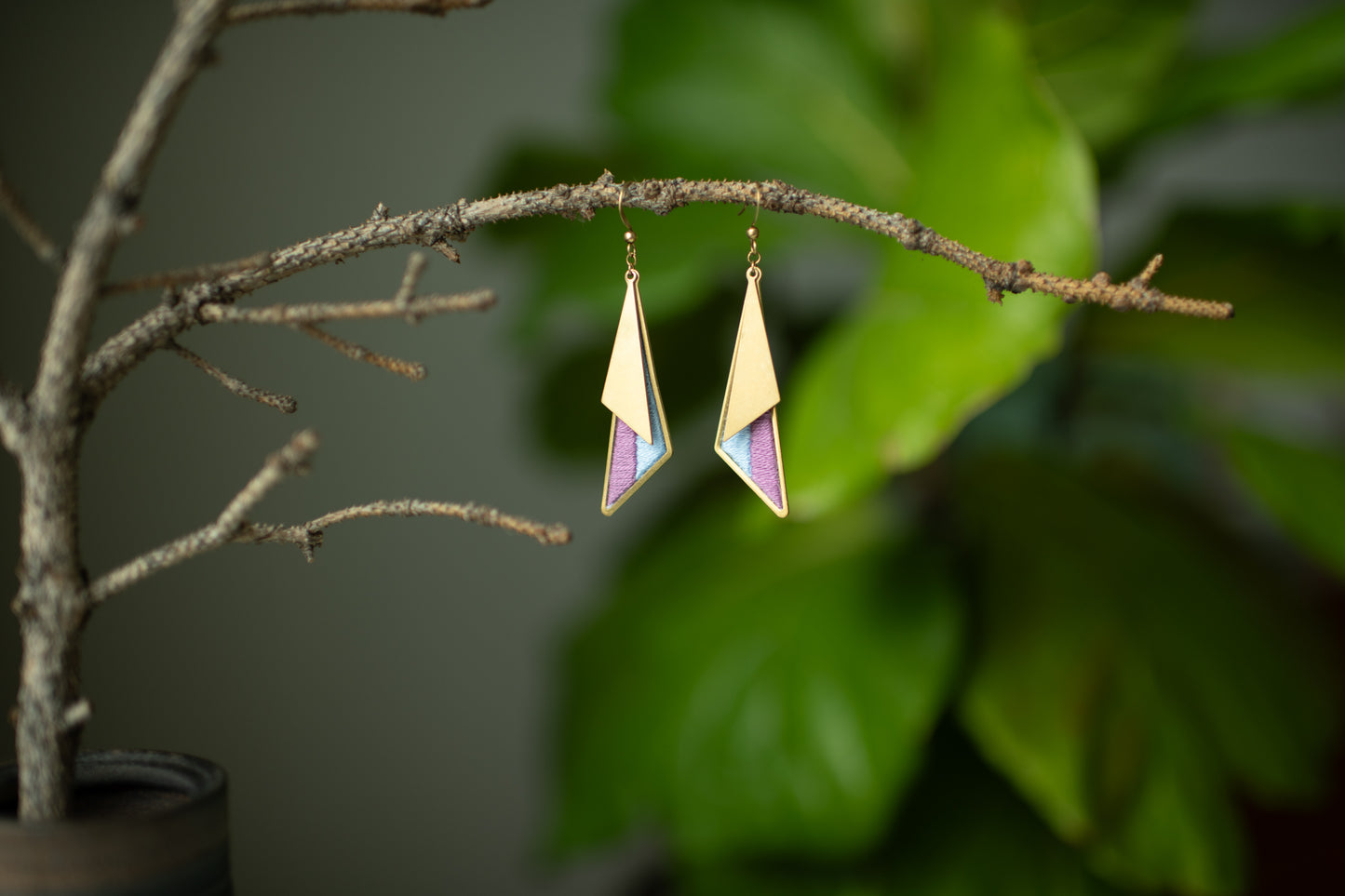 Hand Embroidered Drop Earrings - Horizon