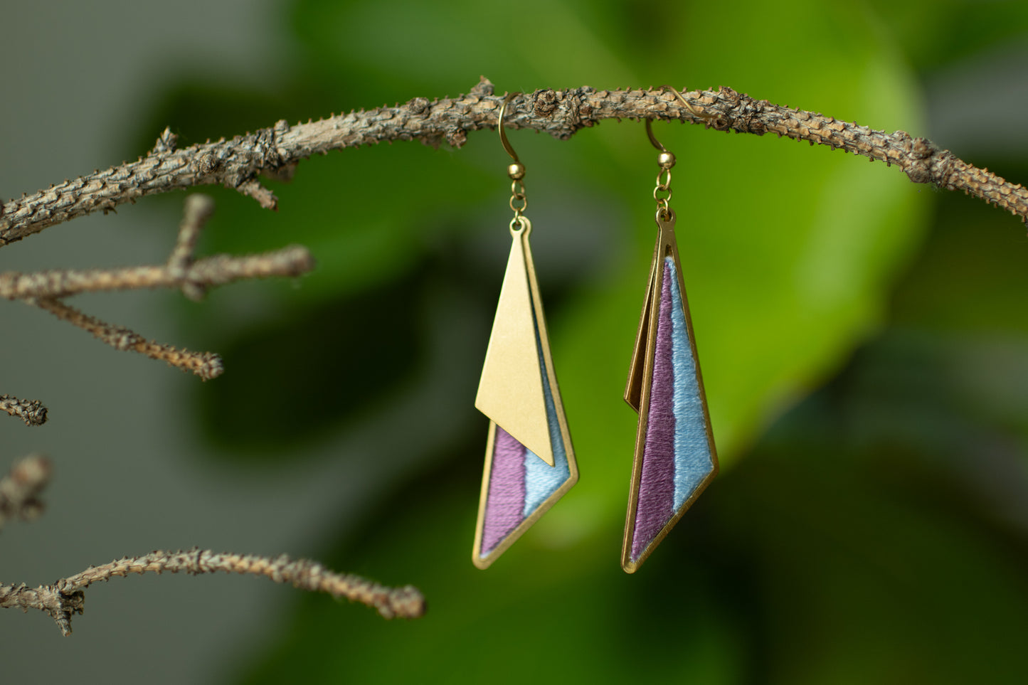Hand Embroidered Drop Earrings - Horizon
