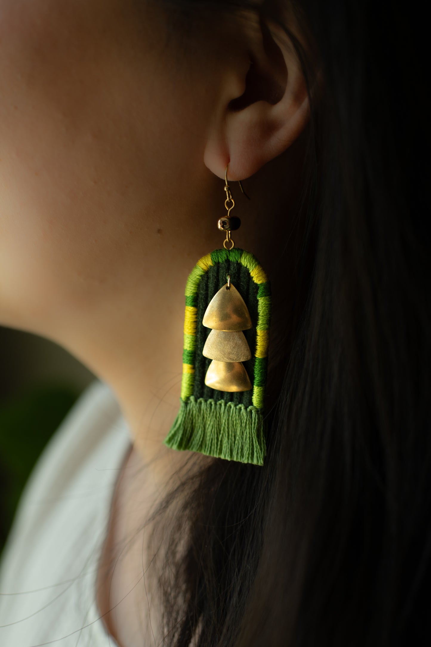 Hand Embroidered Drop Earrings - Boho