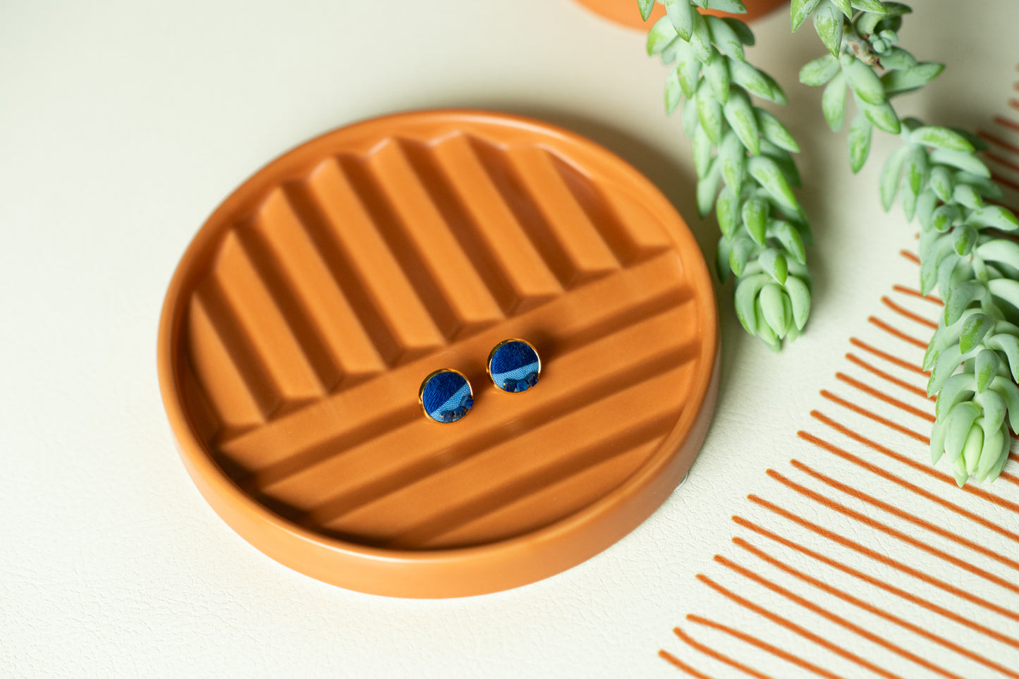 Hand Embroidered Mini Stud Earrings - Drift