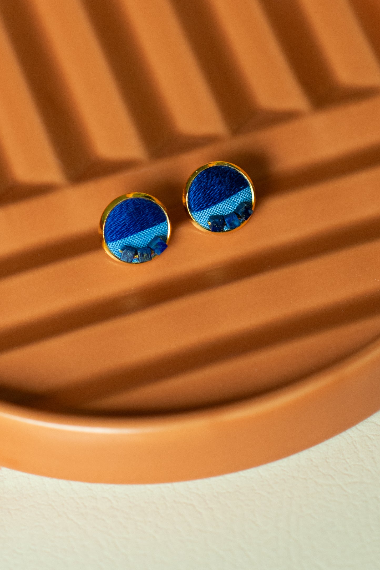 Hand Embroidered Mini Stud Earrings - Drift