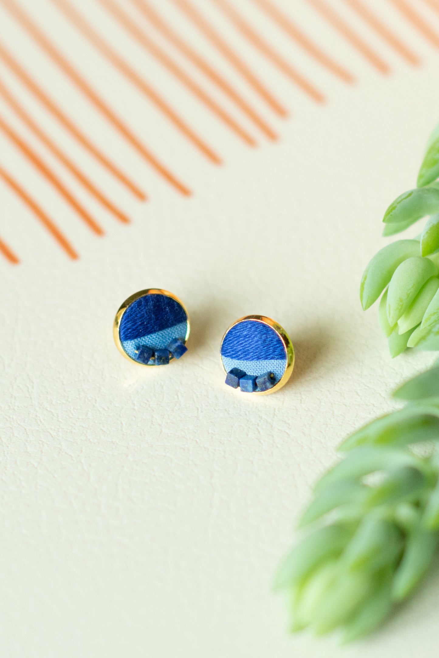 Hand Embroidered Mini Stud Earrings - Drift