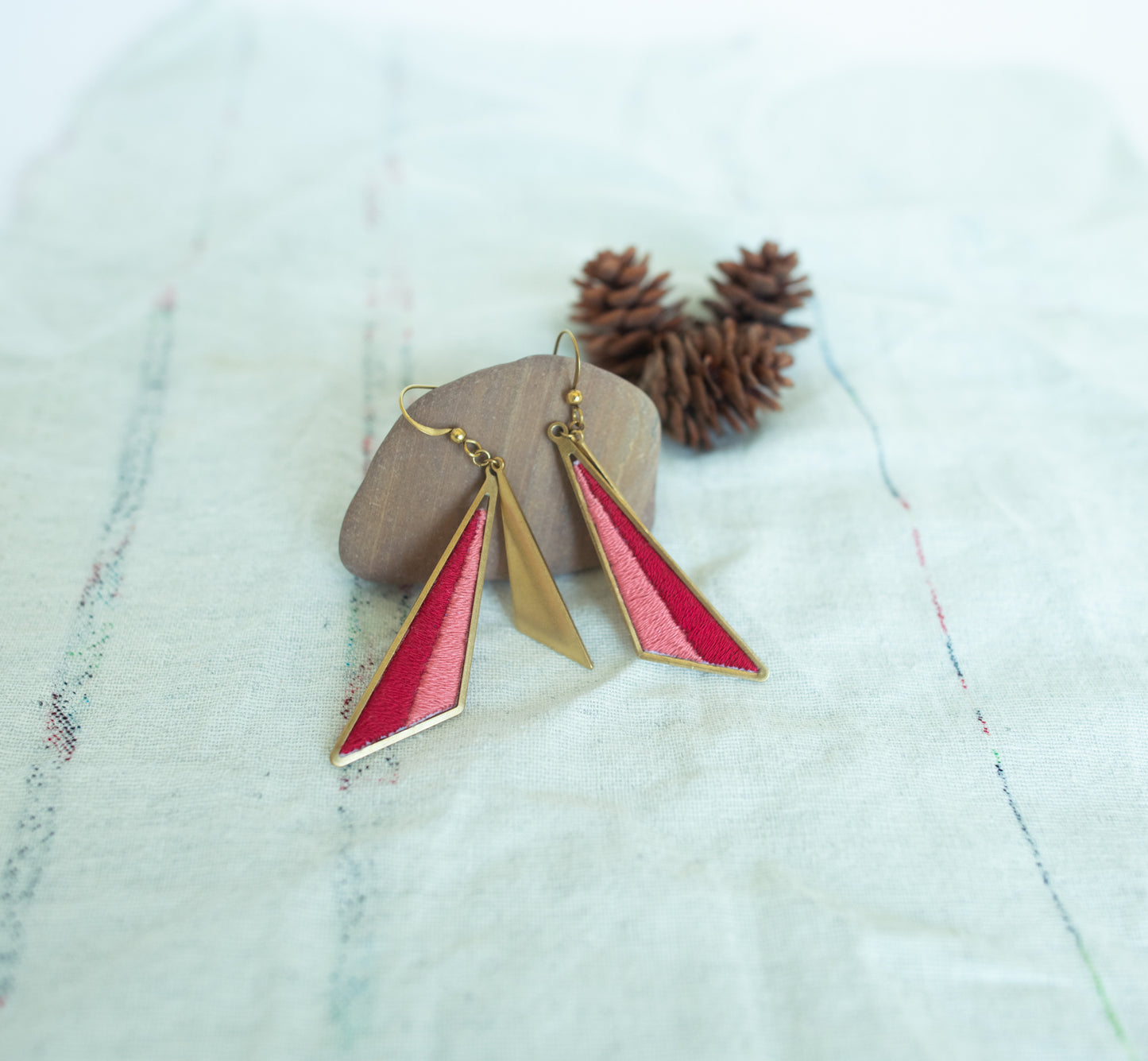 Hand Embroidered Drop Earrings - Horizon
