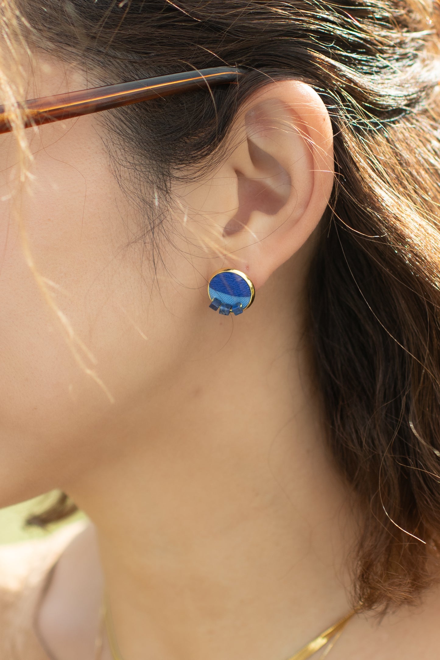 Hand Embroidered Mini Stud Earrings - Drift