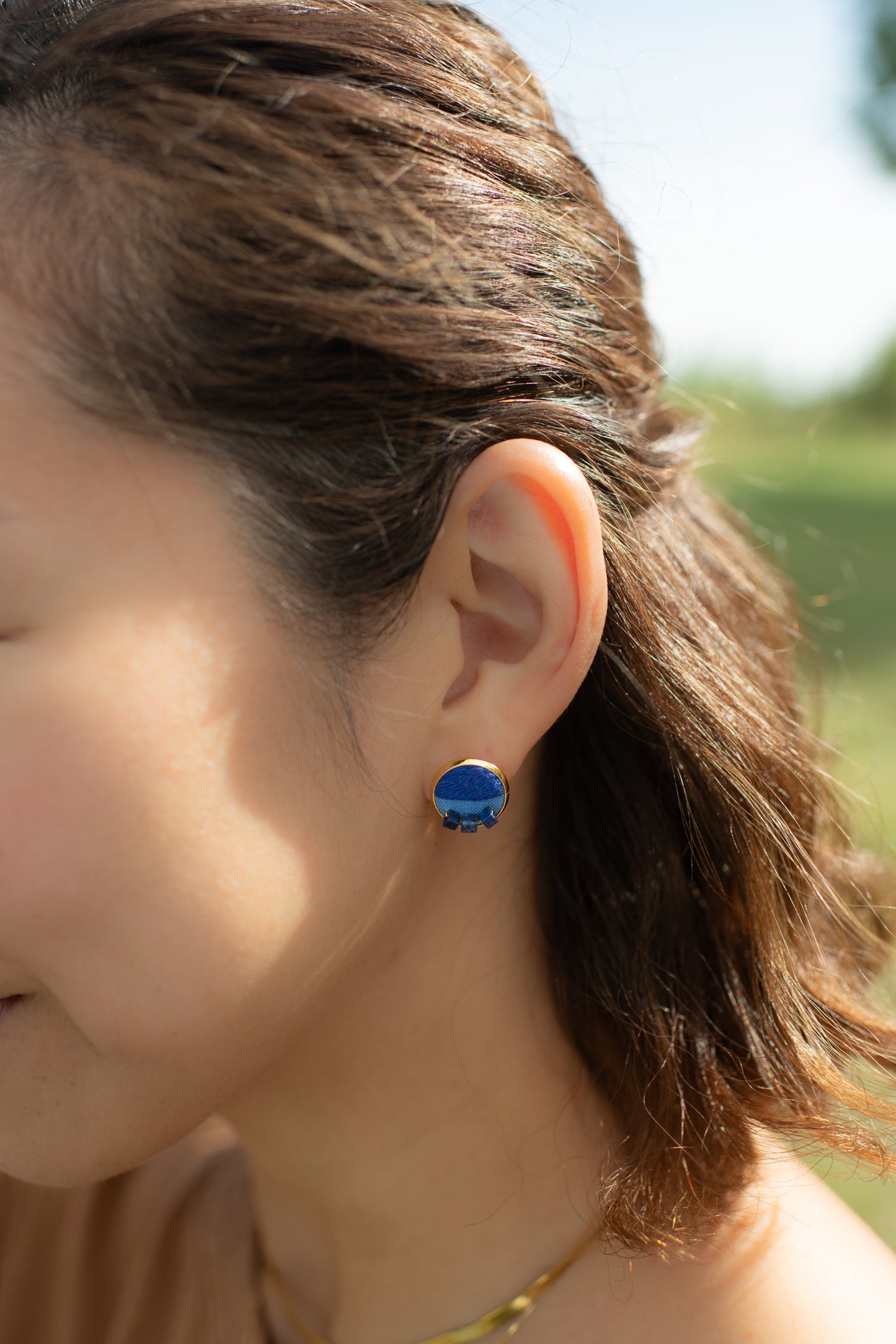 Hand Embroidered Mini Stud Earrings - Drift