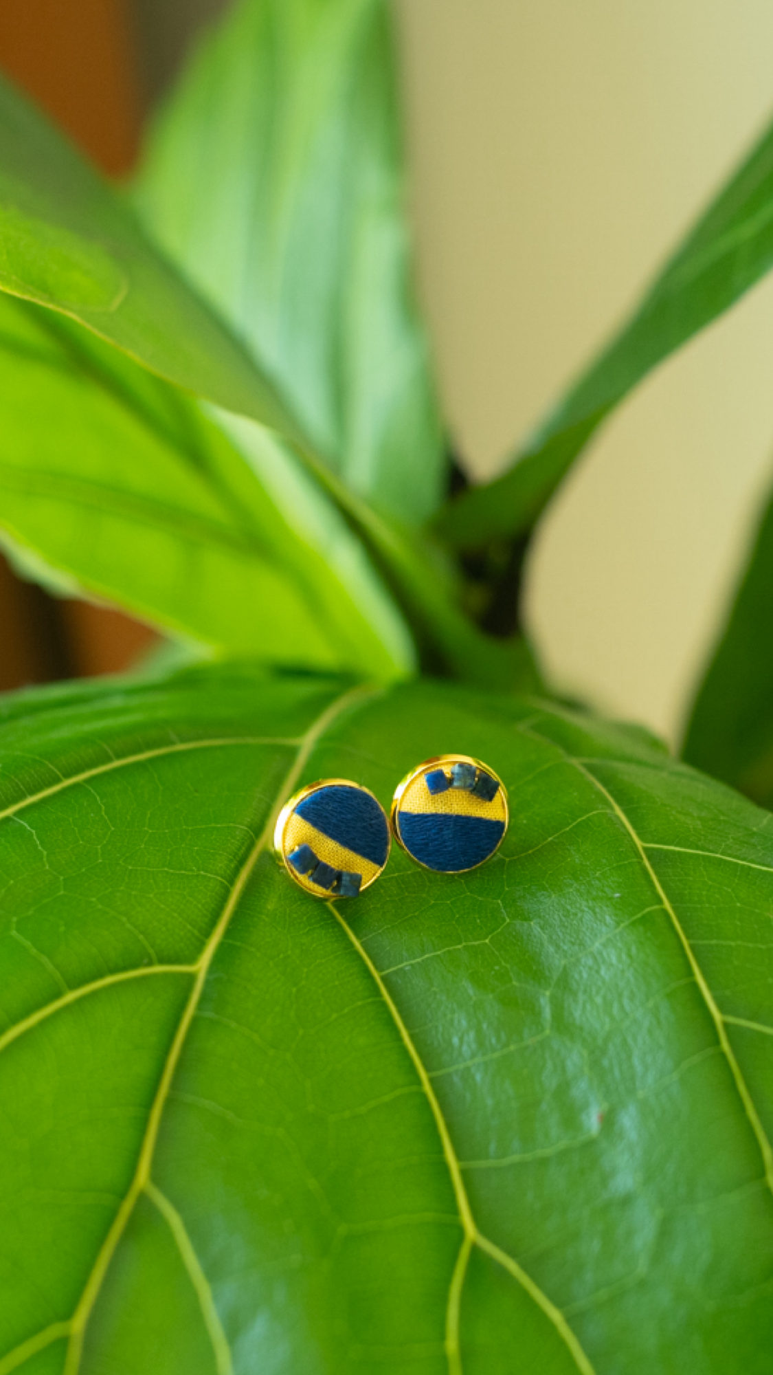 Hand Embroidered Mini Stud Earrings - Drift