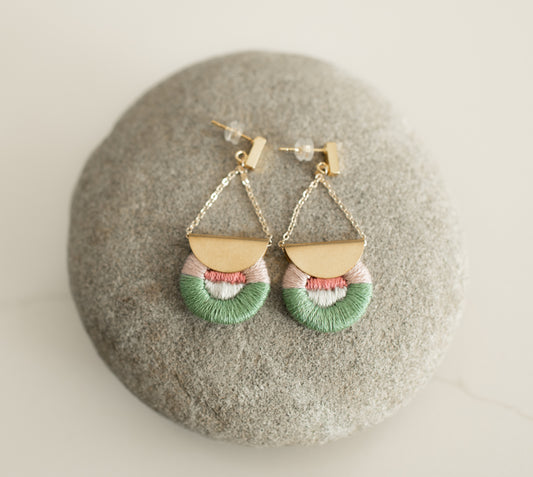 Hand Embroidered Drop Earrings - Morandi Halo