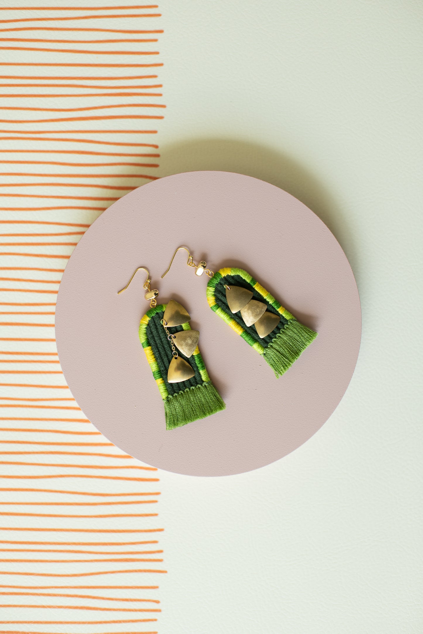 Hand Embroidered Drop Earrings - Boho