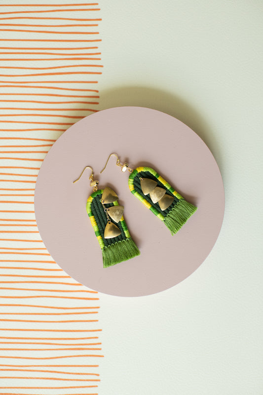 Hand Embroidered Drop Earrings - Boho